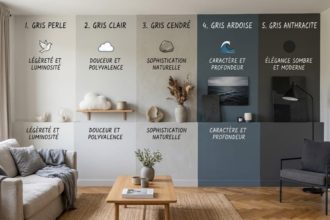 différentes teintes déco couleur gris