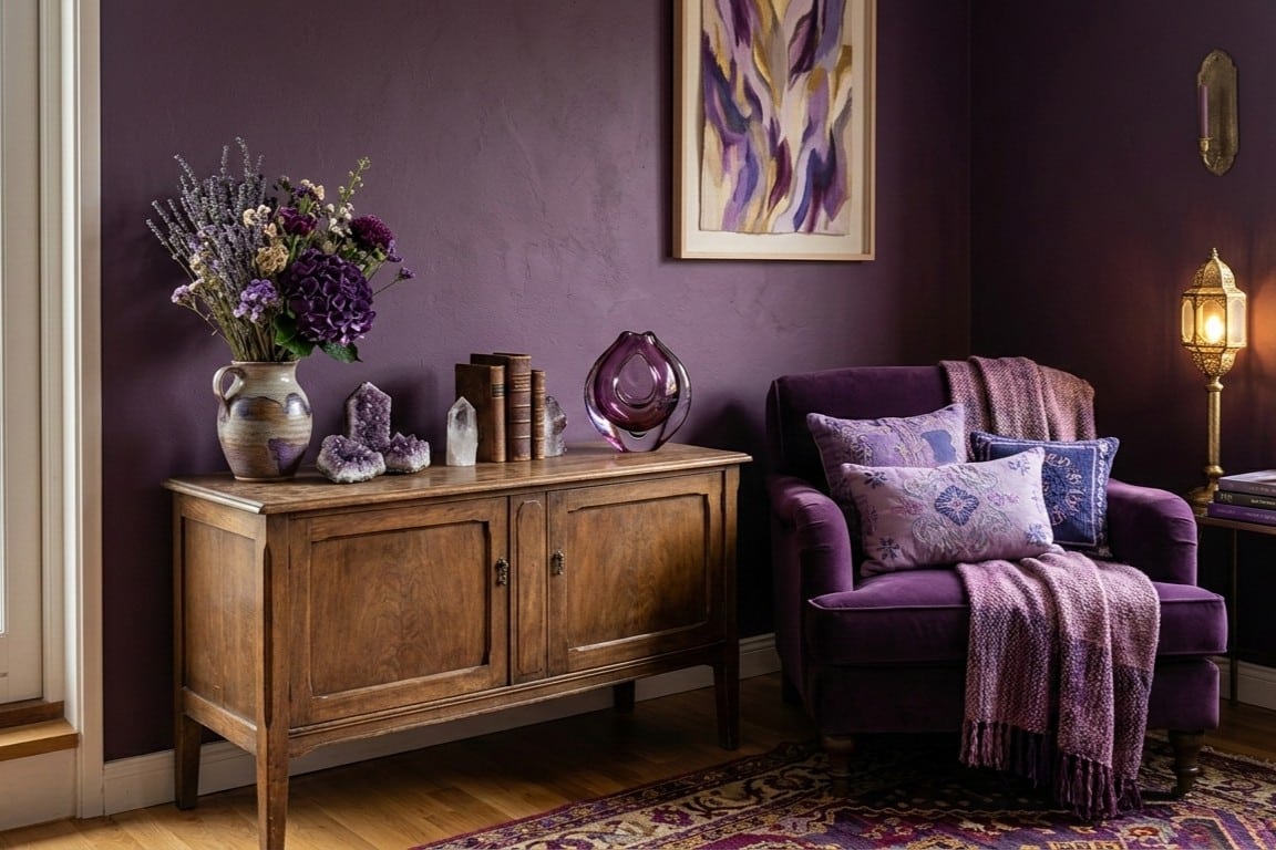 petit coin décoration de couleur violette